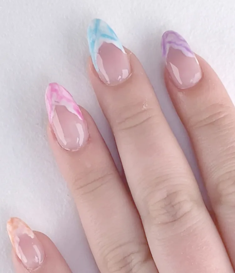 On Pur-pose Summer Multicolored French Matte Tip Nail Art Look